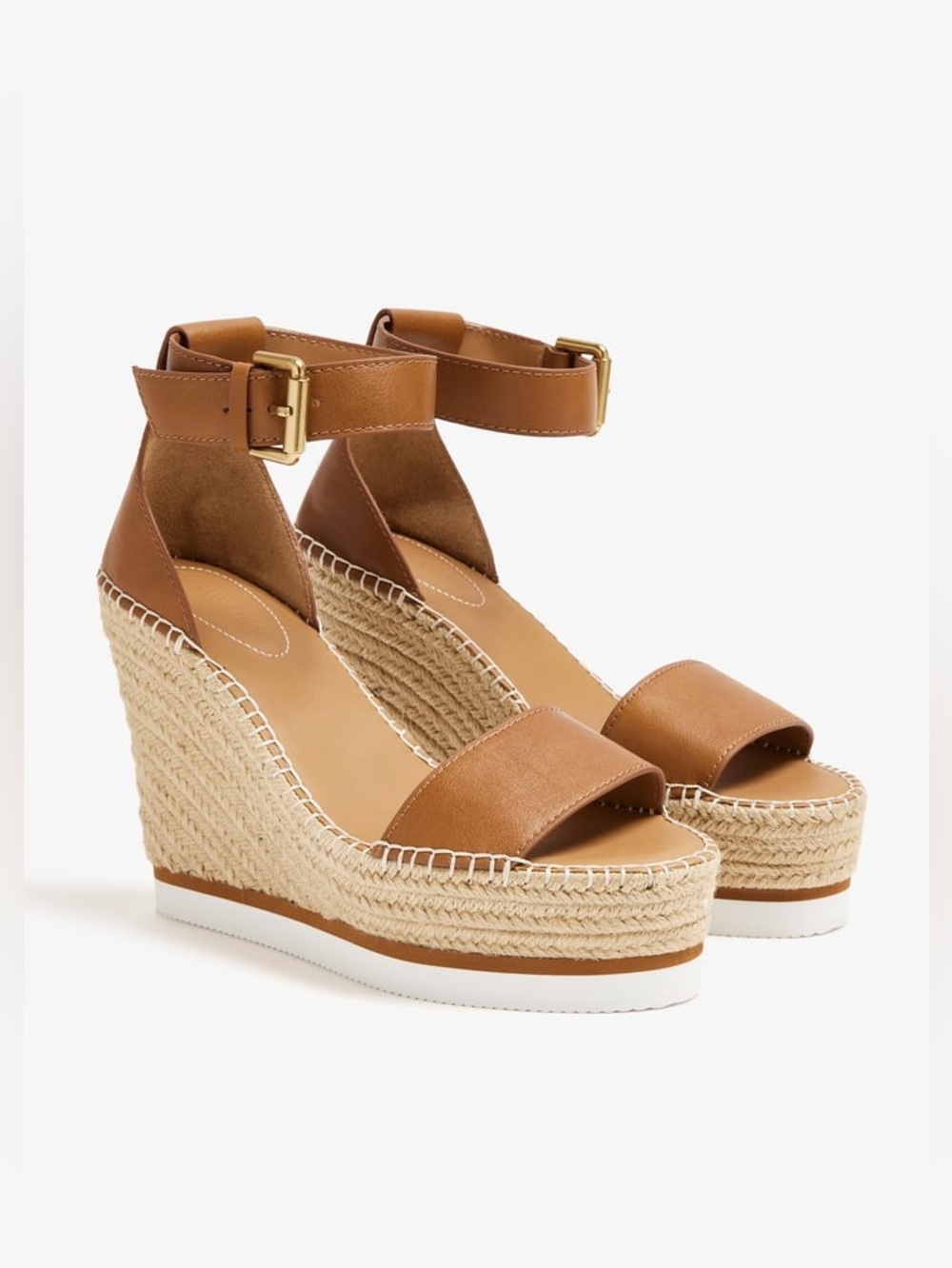 See By Chloe Glyn Espadrille Platform Wedge Leather Sandals Sz 40 BNWB - Picture 7 of 14